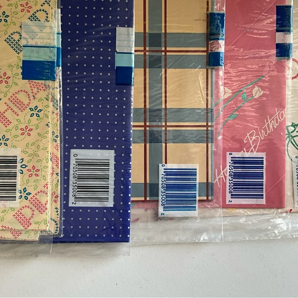 Vintage NOS Lot of 7 Cleo Gift Wrap All Occasions Birthday Wrapping Paper